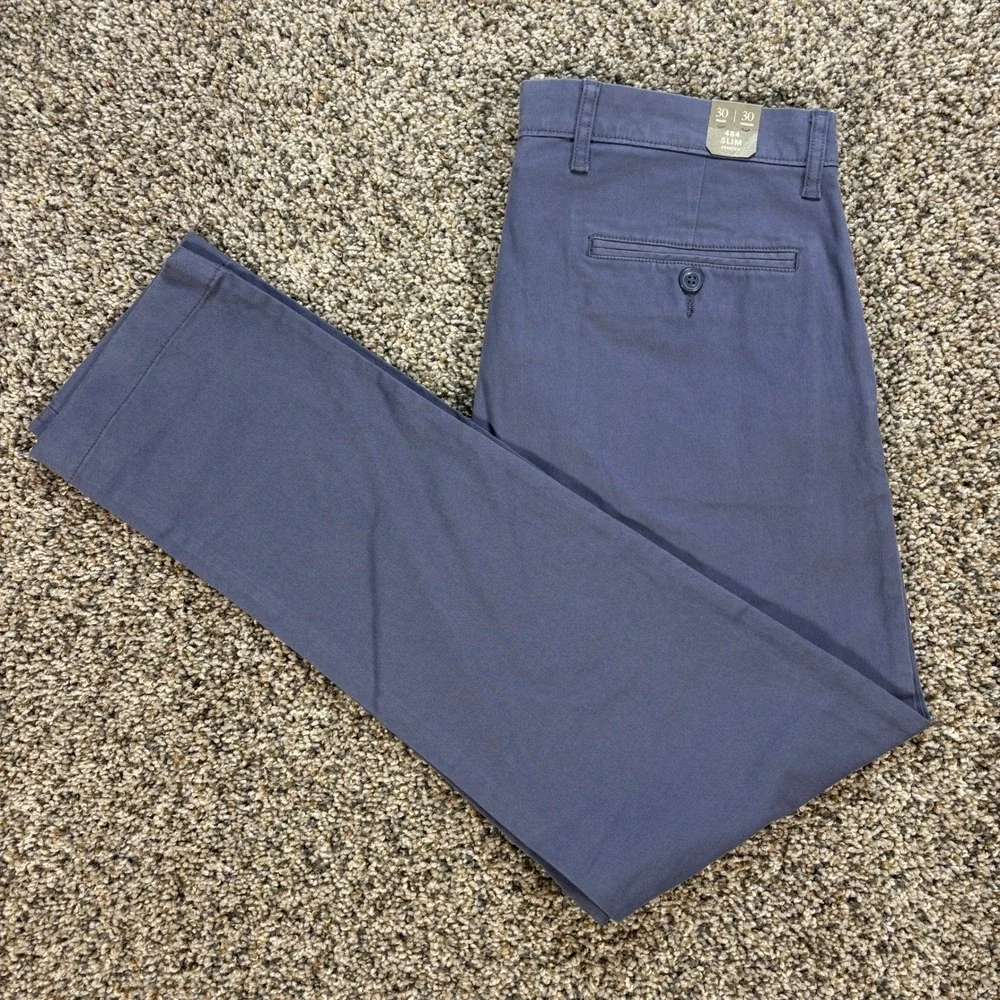 J.Crew Men's 30x30 Chino Pants 484 Slim Fit Stretch Blue Gray Slate Cotton Blend
